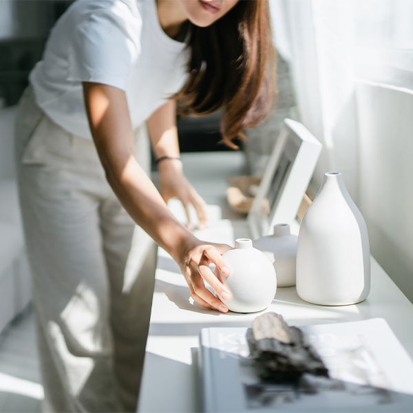 interior decorator styling a home