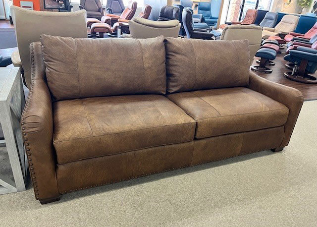 Smith Brothers Leather English Arm Sofa